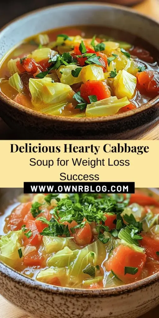 Warm up with a bowl of Hearty Cabbage Fat-Burning Soup! This nutritious and delicious recipe features low-calorie cabbage and a variety of vegetables that work together to promote weight loss while keeping you satisfied. Packed with vitamins and fiber, this soup is ideal for anyone looking to eat healthily without sacrificing flavor. Perfect for meal prep, it's easy to store and reheat for a quick, wholesome meal. Enjoy a comforting dish that supports your wellness goals today! #CabbageSoup #HealthyEating #FatBurning #MealPrep #SoupSeason #HealthyRecipes #WeightLoss #Nutrition #ComfortFood