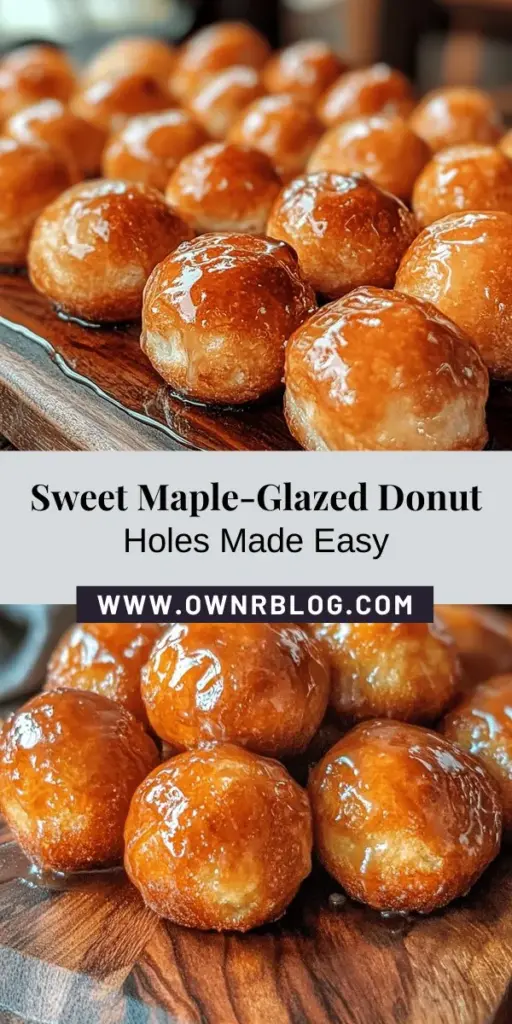 Indulge in the sweet delight of homemade Maple-Glazed Donut Holes! This easy recipe teaches you how to create fluffy donut holes that burst with flavor and are coated in a rich maple glaze. Perfect for brunch gatherings, parties, or a special treat at home, these bite-sized treats offer endless customization options. Enjoy the satisfaction of making them from scratch! Try this recipe and elevate your dessert game today. #DonutHoles #MapleGlaze #BakingRecipes #SweetTreats #DessertLovers #HomemadeGoodness