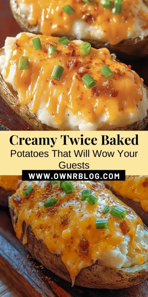 Indulge in the creamy goodness of Twice Baked Potatoes Delight, a comforting classic that's perfect for any occasion! This recipe transforms simple potatoes into a flavorful dish filled with cheese, sour cream, and crispy bacon, making them a crowd favorite at gatherings. Ready to impress your family and friends? Discover the preparation tips, variations, and nutritional insights to make these delicious twice-baked potatoes your new go-to recipe! #TwiceBakedPotatoes #ComfortFood #RecipeIdeas #Foodie #CookingAtHome #Delicious #PotatoLovers