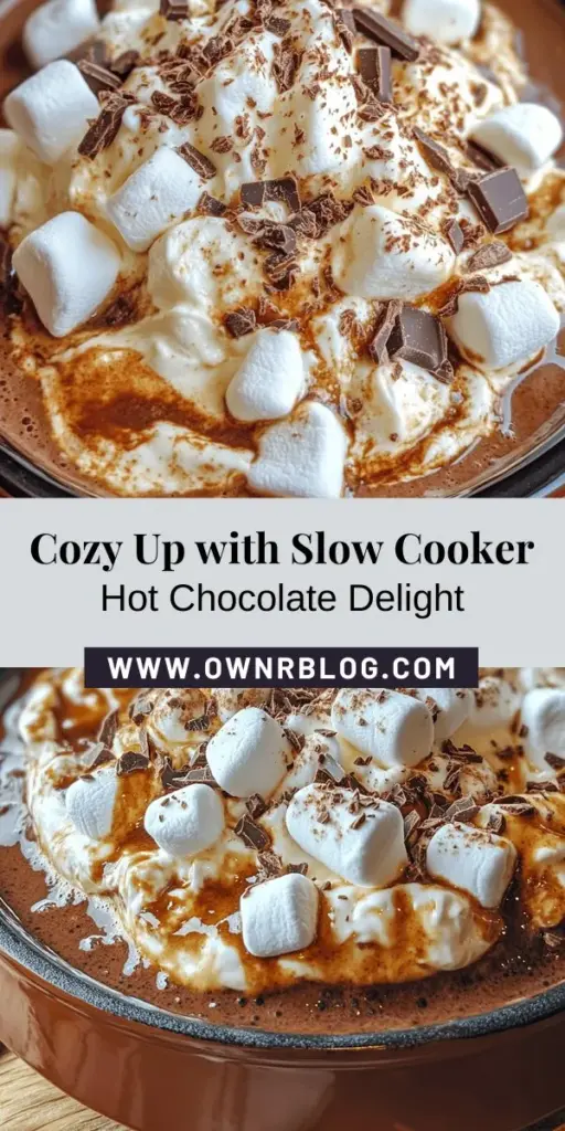 Warm up your winter evenings with our Cozy Slow Cooker Hot Chocolate Delight! This easy recipe combines whole milk, heavy cream, and a blend of semi-sweet and milk chocolate for a rich, creamy treat. Perfect for gatherings or a cozy night in, just set it and forget it! Customize with your favorite toppings like whipped cream and marshmallows for extra indulgence. Enjoy the magic of homemade hot chocolate today! #HotChocolate #SlowCookerRecipe #CozyVibes #WinterDelight #HomemadeGoodness #ComfortDrink