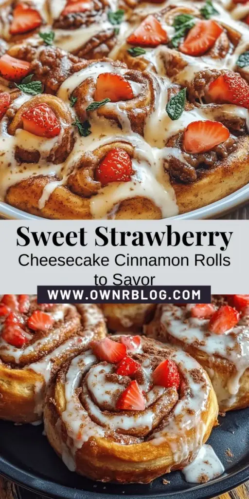 Wake up to a delightful twist on a classic with Strawberry Cheesecake Cinnamon Rolls! This scrumptious recipe combines fluffy cinnamon rolls with creamy cheesecake and fresh strawberries, creating a delightful treat perfect for breakfast, brunch, or dessert. With each bite, enjoy the warm spices and sweetness that evoke nostalgia and togetherness. Easy to make and sure to impress, these rolls are a must-try for any occasion! #CinnamonRolls #Baking #Desserts #StrawberryCheesecake #HomemadeGoodness #BrunchIdeas #YummyTreats