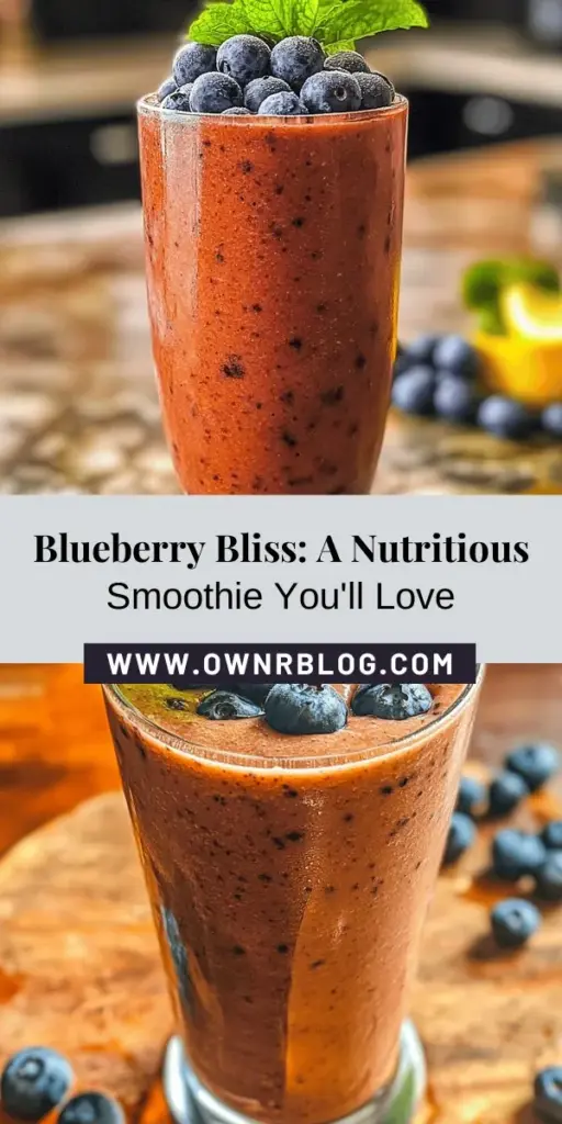 Experience the delightful taste and health benefits of the Blueberry Bliss Smoothie! Packed with antioxidants from blueberries, creamy bananas, and optional spinach, this smoothie is a nutritious addition to your day. Perfect for breakfast, post-workout recovery, or a refreshing snack, it's easily customizable with almond milk, Greek yogurt, and superfoods. Blend your way to a healthier lifestyle today! #BlueberrySmoothie #HealthyLiving #NutritiousDrinks #SmoothieRecipe #WellnessJourney