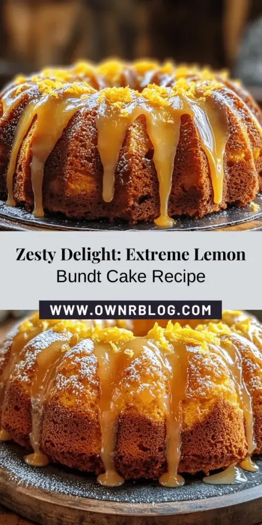 Discover the joy of baking with this refreshing Extreme Lemon Bundt Cake recipe! Perfect for warm gatherings, this zesty dessert combines vibrant lemon flavor with a moist, fluffy texture. Whether you're hosting a picnic or enjoying family dinners, this cake is sure to impress. Simple to make yet stunning in presentation, it's ideal for bakers of all levels. Get ready to elevate your dessert game! #LemonBundtCake #Baking #Dessert #Homemade #Recipe #SpringBaking #BundtCake #CitrusDesserts