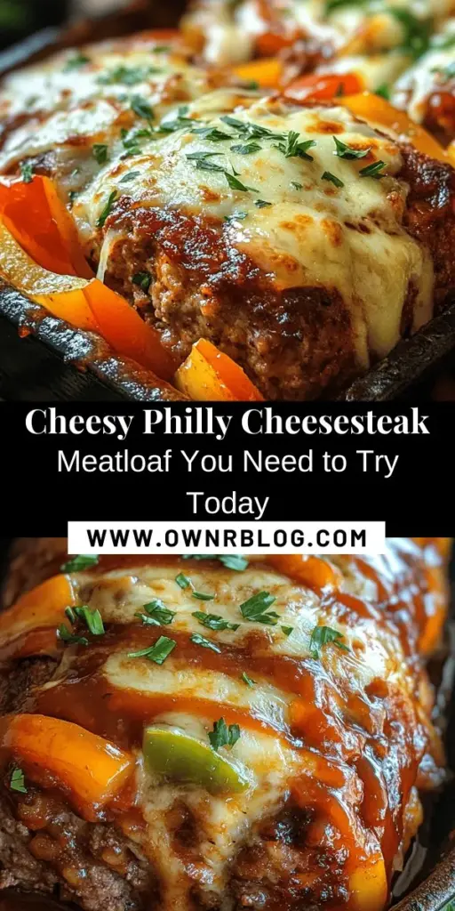 Discover a mouthwatering twist on a classic with Cheesy Philly Cheesesteak Meatloaf! This delicious dish combines ground beef and pork with sautéed bell peppers, onions, and gooey cheese for a comforting meal that's perfect for family gatherings. Simple to prepare and loaded with flavor, it's a great choice for any occasion. Try this innovative take on meatloaf today! #CheesyPhillyCheesesteakMeatloaf #ComfortFood #DinnerIdeas #RecipeInspiration #FoodLovers #YummyRecipes