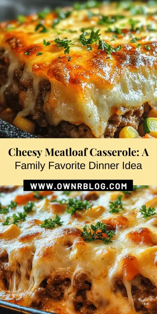 Discover the ultimate comfort food with this Cheesy Loaded Meatloaf Casserole packed with vibrant vegetables! This family favorite blends seasoned ground beef with gooey cheese, creating a hearty, delicious meal perfect for busy weeknights or gatherings. Customize with your favorite veggies and enjoy easy prep and cleanup. Experience the warmth of home cooking as you gather around this delightful dish. Try it today! #MeatloafCasserole #ComfortFood #FamilyRecipes #CheesyGoodness #EasyDinner #Casserole #HealthyEating