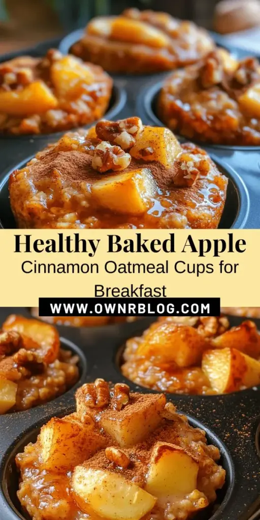 Start your day off right with these delicious and nutritious Baked Apple Cinnamon Oatmeal Cups! Combining the comforting flavors of baked apples and cinnamon with the goodness of oats, these easy-to-make cups are perfect for busy mornings. Prep them ahead of time for a quick, healthy breakfast that you can customize to your taste. Packed with fiber and protein, they're a wholesome choice for everyone. Enjoy them warm or topped with yogurt for extra flair! #Breakfast #HealthyRecipes #MealPrep #Oatmeal #AppleCinnamon #EasyCooking