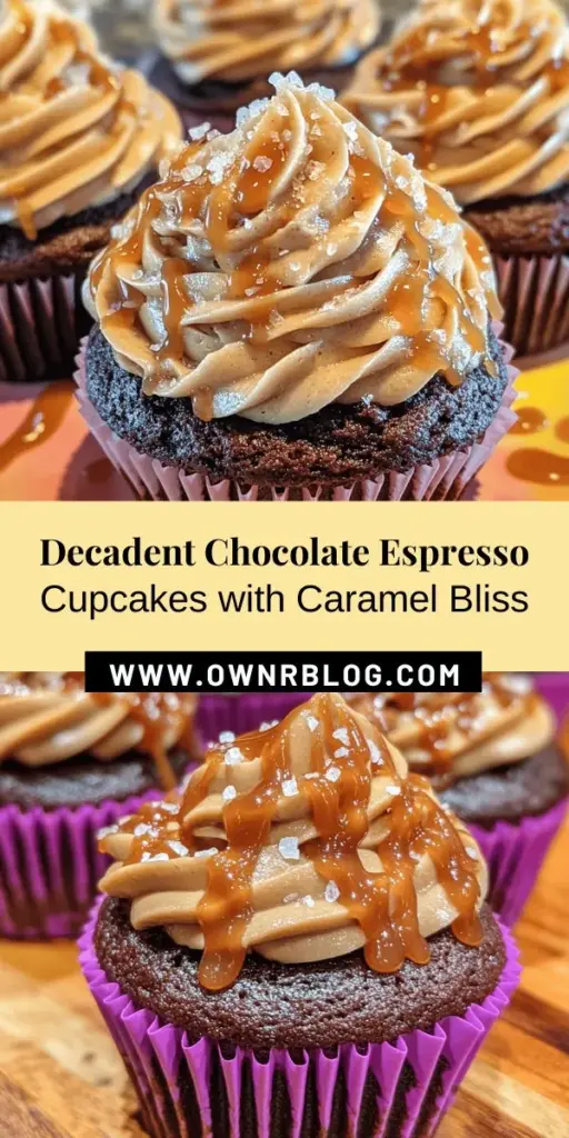 Indulge in the perfect blend of rich chocolate and bold espresso with these irresistibly delicious Chocolate Espresso Cupcakes topped with silky Salted Caramel Buttercream. Ideal for any occasion, these cupcakes promise a delightful treat for dessert enthusiasts and coffee lovers alike. Elevate your baking game and impress your guests with this scrumptious recipe that beautifully balances flavors. Get ready to bake a little magic! #CupcakeLove #BakingJoy #ChocolateEspresso #DessertGoals #SweetTreats #HomeBaking #CaramelButtercream #CoffeeLovers