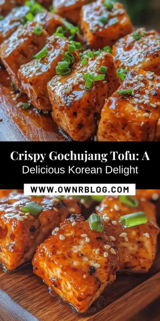 Discover the delight of Crispy Gochujang Korean Tofu, a must-try in the world of Korean cuisine! This versatile dish combines the creamy texture of tofu with the bold, spicy flavor of gochujang, perfect for appetizers, main courses, or wraps. Not only does it taste amazing, but it's also packed with plant-based protein and nutrients. Dive into this delicious journey and impress your guests with this easy-to-make recipe! #KoreanCuisine #TofuRecipes #Gochujang #PlantBasedEating #CrispyTofu #HealthyEating