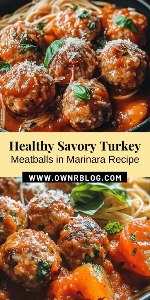 Discover the healthy and delicious world of savory turkey meatballs in marinara sauce! This tasty dish is a nutritious twist on traditional meatballs, combining lean turkey with a rich, homemade marinara. Perfect for family dinners or meal prep, these meatballs are versatile and packed with flavor. Enjoy them over whole-grain pasta, in a sandwich, or simply on their own. Dive into a satisfying, wholesome meal today! #TurkeyMeatballs #HealthyEating #ItalianCuisine #MealPrep #WholesomeRecipes #HealthyDinner