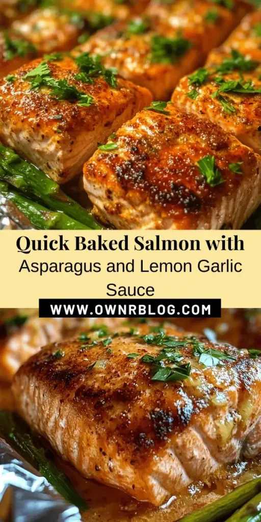 Discover the deliciousness of Baked Salmon in Foil with Asparagus and Lemon Garlic Butter Sauce! This easy, healthy weeknight dinner is packed with omega-3s and vitamins, making it both nutritious and satisfying. The succulent salmon, tender asparagus, and zesty sauce come together in just 30 minutes. Perfect for impressing family and friends with minimal cleanup! Try this flavorful recipe tonight. #Salmon #HealthyDinner #EasyRecipes #CleanEating #MealPrep #Yummy