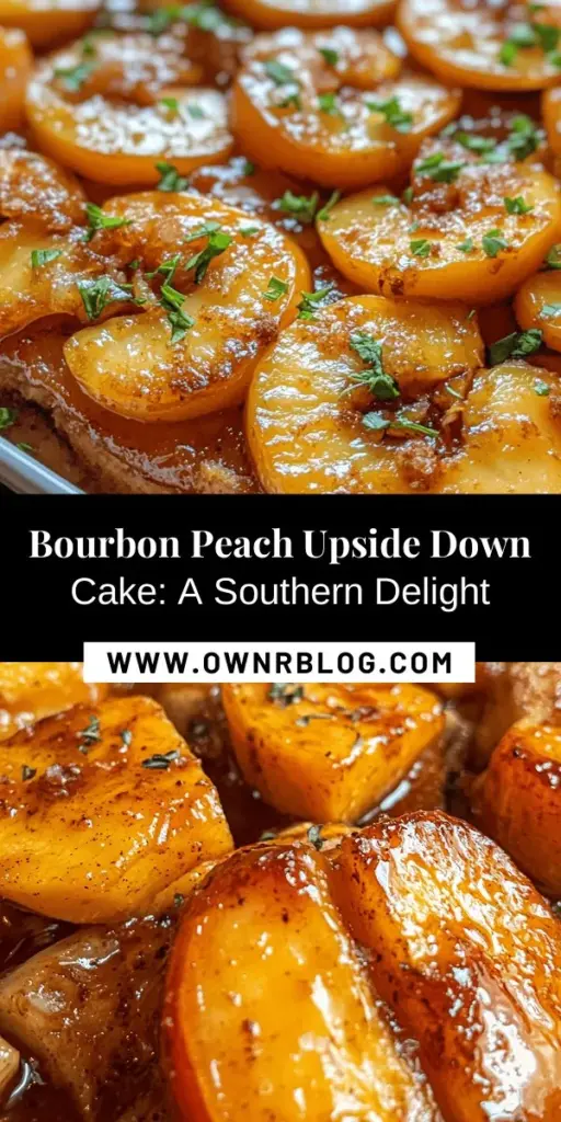 Indulge in the decadent flavors of our Bourbon Peach Upside Down Cake! This delightful dessert combines the sweet juiciness of ripe peaches with the rich, smoky notes of bourbon, creating a stunning centerpiece for any gathering. Perfect for summer barbecues or cozy nights in, this cake is not only visually impressive but also full of irresistible flavor. Try it today and elevate your dessert game! #UpsideDownCake #BourbonPeach #SummerDesserts #Baking #DessertRecipes #PeachSeason