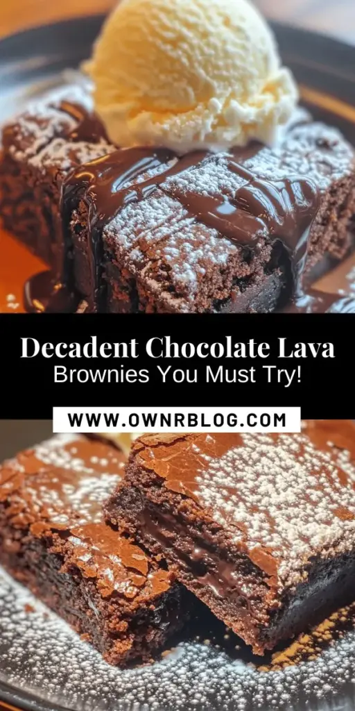 Treat yourself to the ultimate indulgence with this Chocolate Lava Brownies recipe! Experience the delightful contrast of a rich, fudgy exterior and a gooey molten center that flows with every bite. Perfect for any gathering or a cozy night in, these brownies are not just a dessert but a joyful experience. Elevate your sweet moments with optional toppings like ice cream or whipped cream for a truly decadent treat! #ChocolateLavaBrownies #Dessert #Baking #SweetTreats #Indulgence