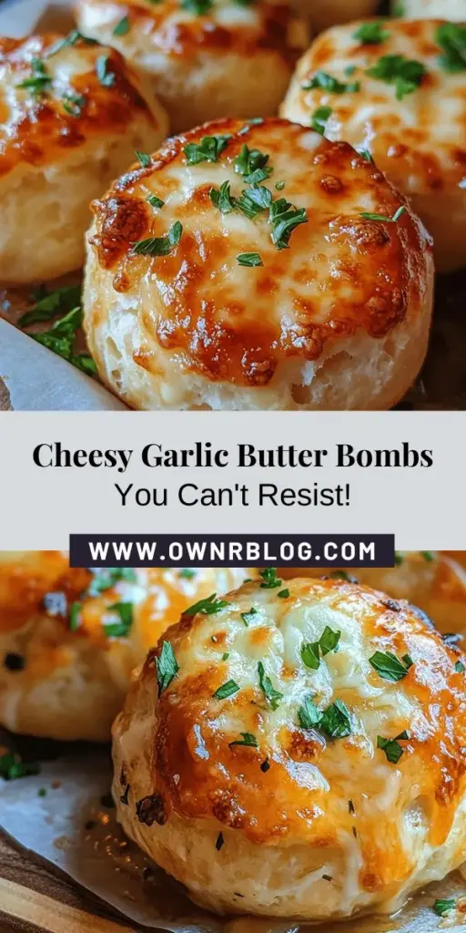 Indulge in the ultimate snack with these Irresistible Pillsbury Biscuit Garlic Butter Cheese Bombs! Flaky biscuits loaded with gooey mozzarella and Parmesan, all drenched in savory garlic butter. Perfect for parties or cozy nights at home, these bombs promise a mouthwatering experience. Easy to make and hard to resist, they are sure to impress your guests! Try them out and enjoy the taste explosion! #CheeseBombs #SnackGoals #Pillsbury #GarlicButter #EasyRecipes