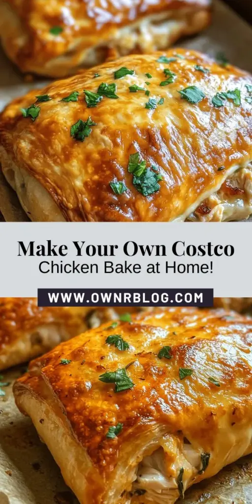 Bring the comfort of Costco’s famous Chicken Bake into your kitchen with this ultimate copycat recipe! Packed with tender chicken, crispy bacon, and gooey cheese, this treat is perfect for family gatherings or cozy nights in. Easy to prepare and customizable to fit your dietary needs, these homemade goodies promise deliciousness and satisfaction. Enjoy the nostalgia of Costco’s food court right at home! #ChickenBake #CopycatRecipe #HomemadeDeliciousness #CostcoFavorites #ComfortFood