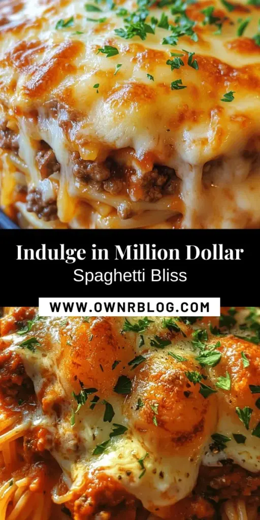 Indulge in the ultimate comfort food with Million Dollar Spaghetti! This rich and savory dish features layers of tender spaghetti, hearty meat sauce, and a creamy cheese topping that will have everyone asking for seconds. Perfect for family gatherings, potlucks, or cozy nights in, it's a recipe that combines nostalgia and decadence in every bite. Try it out and make mealtime memorable! #MillionDollarSpaghetti #ComfortFood #PastaLovers #RecipeIdeas #FamilyDinner