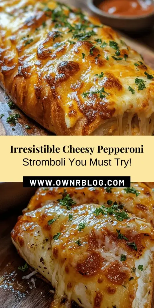 Looking for a fun and delicious meal that everyone will love? Try this tremendous cheesy pepperoni stromboli recipe! Combining crispy crust, gooey mozzarella, and flavorful pepperoni, it's perfect for family dinners or gatherings. Easy to make and customize with your favorite ingredients, this dish brings comfort food to a new level. Serve with marinara for dipping, and watch it disappear! #Stromboli #Homemade #ComfortFood #ItalianRecipes #PepperoniPizzas