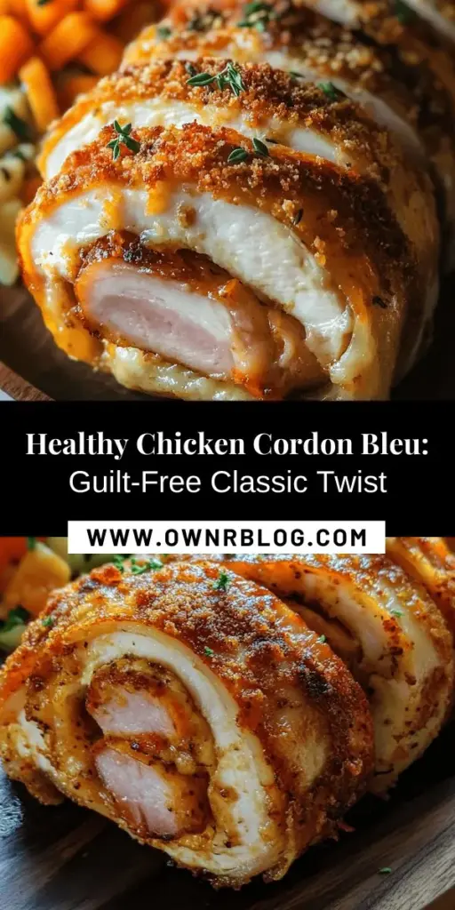 Looking for a healthier twist on the classic Chicken Cordon Bleu? This wholesome version swaps out rich ingredients for nutritious alternatives, like boneless, skinless chicken breasts, low-fat ham, and Greek yogurt. Baked instead of fried, it's crispy, delicious, and guilt-free! Perfect for satisfying those comfort food cravings while keeping your diet on track. Try this recipe for a nourishing family meal that doesn't compromise on flavor! #HealthyRecipes #ChickenCordonBleu #CleanEating #HealthyTwist