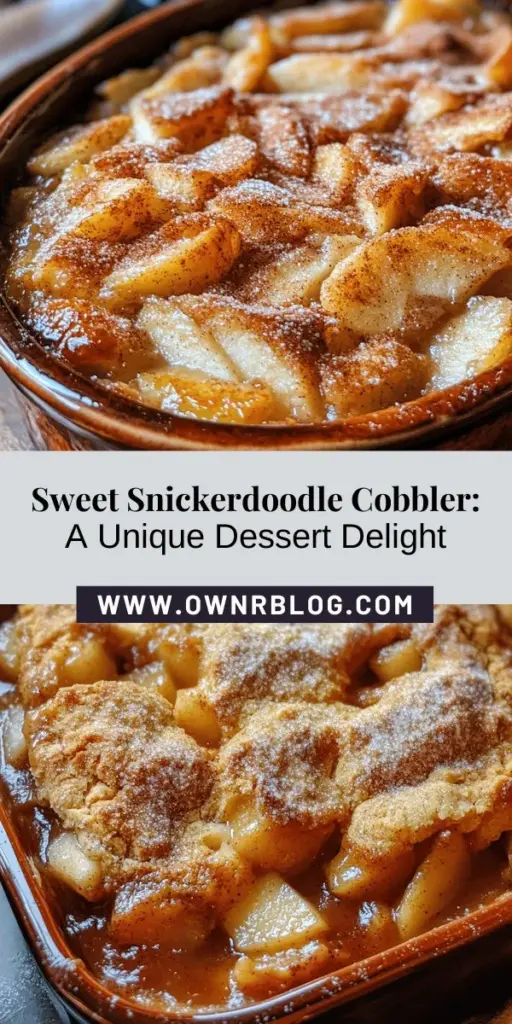 Indulge in the delightful Snickerdoodle Cobbler, where classic flavors meet a creative twist! This easy recipe combines the buttery, cinnamon richness of snickerdoodle cookies with tart Granny Smith apples for a perfectly balanced dessert. Perfect for gatherings or cozy nights in, this treat will surely impress. Serve warm with vanilla ice cream for an extra delicious touch. Try making this crowd-pleaser today! #SnickerdoodleCobbler #DessertRecipe #BakingFun #ComfortFood #HomeBaking #SweetTreats #CobblerLove