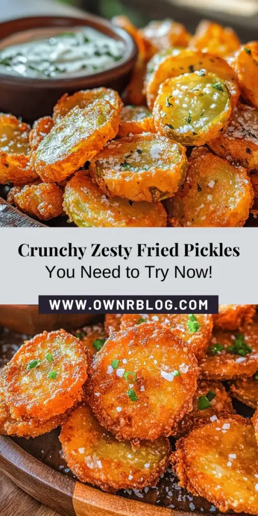 Craving a crunchy, tangy snack? Try these delicious Crunchy Zesty Fried Pickles! This easy recipe transforms simple ingredients into a mouthwatering appetizer you'll love. Perfect for barbecues, parties, or a cozy night in, these pickles are golden, crispy, and best enjoyed with ranch dressing. Learn how to make this Southern classic and impress your friends and family! #FriedPickles #SnackIdeas #SouthernCuisine #RecipeShare #HomeCooking #CrunchySnacks