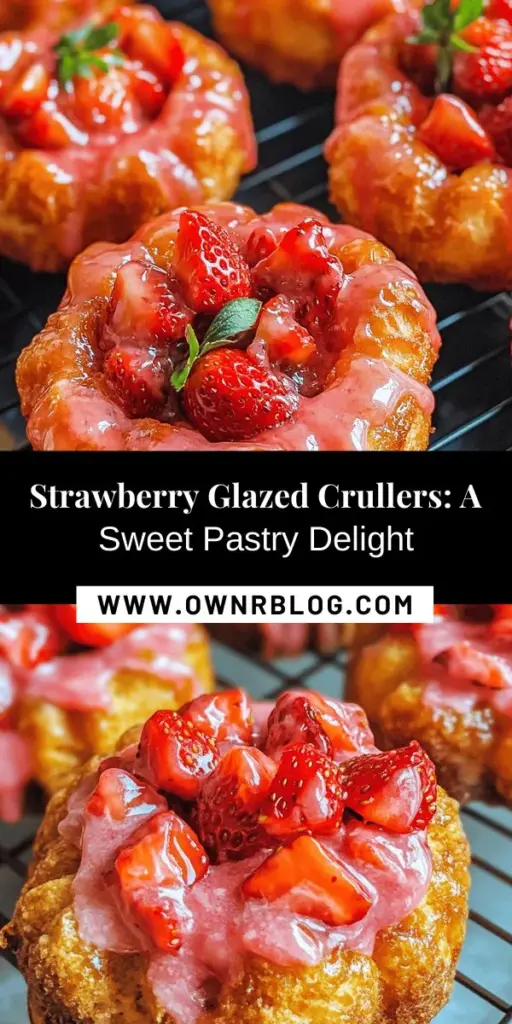 Indulge in the delightful experience of Strawberry Glazed French Crullers! These light, airy pastries offer a unique blend of choux pastry and a vibrant strawberry glaze made from fresh strawberries and a hint of lemon. Perfect for brunch or afternoon tea, making these sweet treats is a rewarding culinary adventure. Dive into the process with our step-by-step guide and savor each bite of this exquisite pastry! #FrenchCrullers #PastryLove #BakingJoy #StrawberryDesserts #ChouxPastry #HomemadeTreats