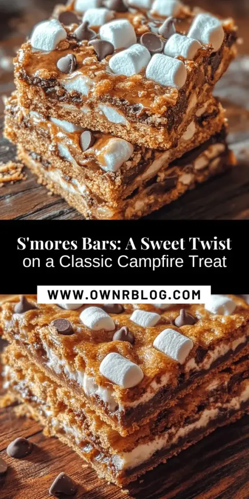 Discover the deliciousness of S'mores Bars, a modern twist on the classic campfire treat. Combining gooey marshmallows, rich chocolate, and crunchy graham crackers, these easy-to-make bars are perfect for any occasion. Whether it’s a cozy night in or a social gathering, these bars bring nostalgia and joy to your dessert table. Indulge in the flavors of summer year-round! #SmoresBars #DessertRecipes #Nostalgia #BakingFun #FoodieFaves