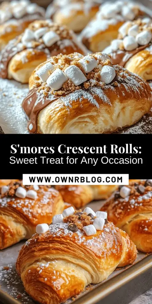 Discover the joy of baking with S'mores Crescent Rolls Delight! This easy recipe combines flaky crescent roll dough, gooey marshmallows, and rich chocolate for a delicious twist on the classic s'mores treat. Perfect for movie nights or gatherings, these rolls are fun to make and sure to impress. Get creative with fillings and enjoy your favorite flavors anytime! #S'mores #Dessert #Baking #EasyRecipes #SweetTreats #CrescentRolls #Foodie #Yummy