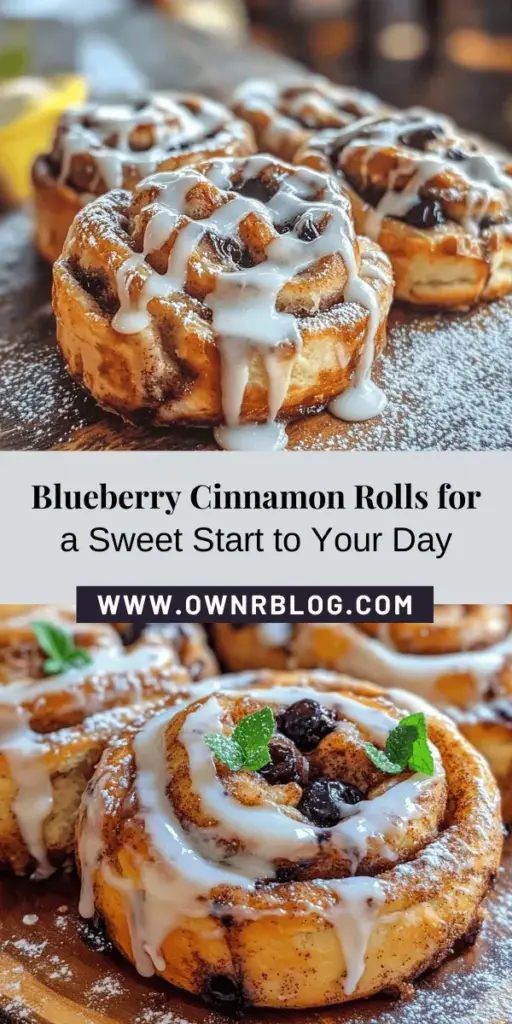 Indulge in the deliciousness of Sweet Blueberry Bliss Cinnamon Rolls! This delightful twist on a classic combines fluffy cinnamon roll dough with juicy blueberries for a perfect balance of sweet and tart. Ideal for breakfast or dessert, each roll is topped with a creamy glaze. Experience the warmth of homemade cinnamon rolls that not only taste amazing but also fill your home with comforting aromas. Perfect for sharing and creating sweet memories! #CinnamonRolls #BlueberryDessert #BakingJoy #DessertRecipes #ComfortFood #HomeBaking #BrunchIdeas