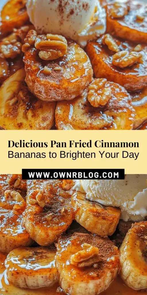 Indulge in sweet bliss with pan-fried cinnamon bananas! This simple recipe transforms ripe bananas into a warm, caramelized treat that's perfect for breakfast, snacks, or dessert. Made with just a few ingredients like butter, brown sugar, and cinnamon, these delectable bananas are not only quick to prepare but also incredibly satisfying. Try serving them with ice cream or topping them with nuts for an extra crunch. Get ready to impress your taste buds! #CinnamonBananas #DessertRecipes #EasyTreats #ComfortFood #BananaRecipes #QuickDesserts #SweetTreats