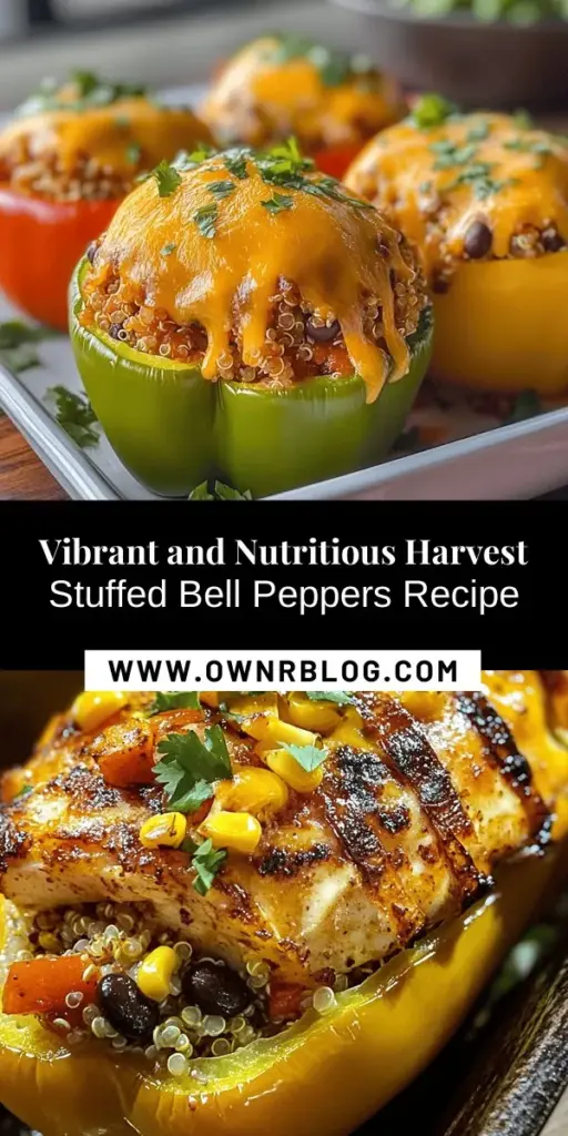 Try these colorful harvest stuffed bell peppers for a nutritious and visually stunning meal! Packed with flavors from quinoa, black beans, and fresh vegetables, this dish is perfect for busy weeknights or special gatherings. Healthy, easy to make, and customizable, you can add your favorite spices or ingredients to create your ideal stuffing. Enjoy a wholesome feast that delights both the eyes and the taste buds! #StuffedPeppers #HealthyEating #MealPrep #ColorfulCooking