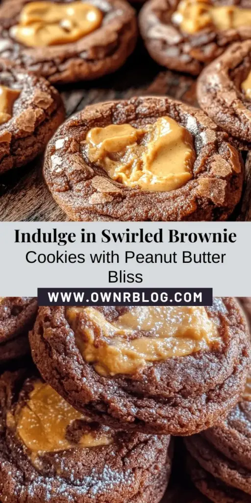 Discover the indulgent delight of Swirled Brownie Cookies with a Peanut Butter Twist! These cookies combine the rich fudginess of brownies with creamy peanut butter swirls, creating a treat that chocolate and peanut butter lovers will adore. The easy recipe is perfect for bakers of all levels, ensuring delicious results every time. Pair with a glass of milk for the ultimate experience! #Baking #Cookies #BrownieCookies #PeanutButter #DessertRecipes #SweetTreats #Foodie