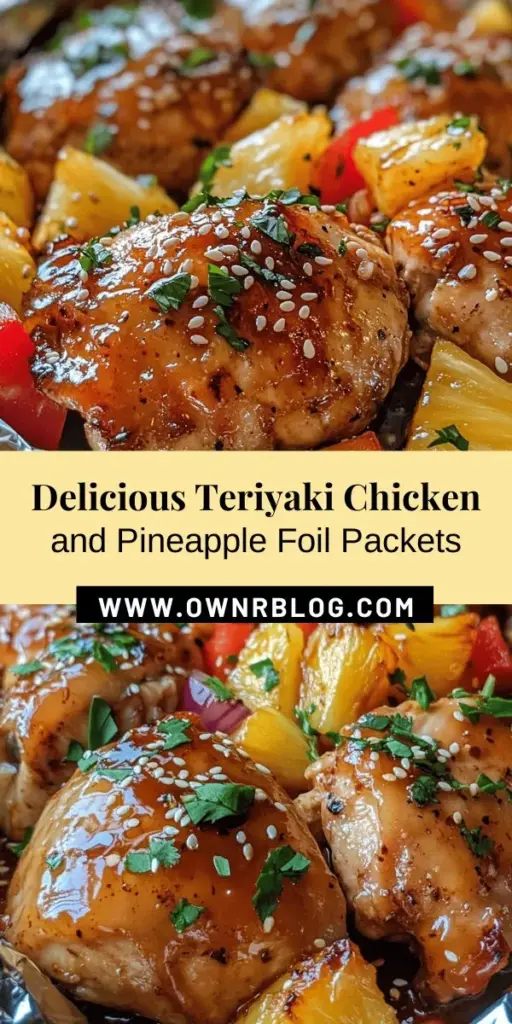 Looking for a simple yet delicious meal idea? Try Teriyaki Chicken and Pineapple Foil Packets! This one-pan dish features juicy chicken thighs, fresh veggies, and sweet pineapple, all cooked to perfection in a convenient foil packet. Perfect for busy weeknights or outdoor gatherings, it offers easy preparation and minimal cleanup while delivering incredible flavor. Showcase your culinary skills with this crowd-pleasing recipe! #TeriyakiChicken #FoilPackets #EasyDinner #HealthyCooking