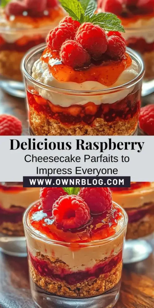 Indulge in the delightful flavors of Raspberry Cheesecake Parfaits, the perfect dessert for any occasion. These elegant treats combine creamy cheesecake layers with fresh raspberries, creating a refreshing and satisfying dessert experience. They're easy to make, visually stunning, and ideal for summer picnics or gatherings. Discover the simple steps to craft these irresistible parfaits and impress your guests! #DessertLovers #CheesecakeParfaits #RaspberryDelight #NoBakeDessert #SweetTooth