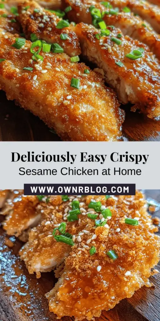 Looking to enjoy a delicious takeout favorite at home? Try this easy homemade crispy sesame chicken recipe! This dish features tender, crispy chicken pieces coated in a sweet and savory sauce, perfect for any night of the week. With fresh ingredients and simple steps, you can impress your family and friends without the need to order out. Get cooking and savor the delightful flavors of this beloved Asian dish! #SesameChicken #HomemadeRecipe #AsianCuisine #ComfortFood #CookingAtHome #EasyRecipes #Foodie