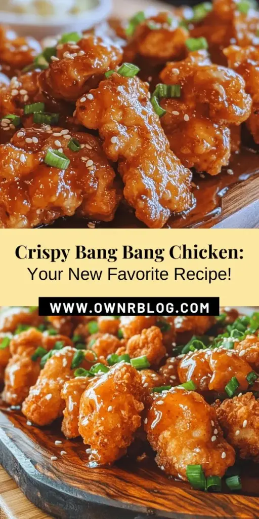 Discover the tantalizing flavors of Crispy Bang Bang Chicken with this easy recipe! Originating from Sichuan cuisine, this dish features a delightful crunch and a creamy, spicy sauce that's utterly addictive. Perfect for weeknight dinners or gatherings, this guide takes you through marinating, breading, and frying to perfection. Enjoy a burst of flavors and textures that will leave everyone craving more. #BangBangChicken #AsianCuisine #CrispyChicken #CookAtHome #Foodie #RecipeIdeas