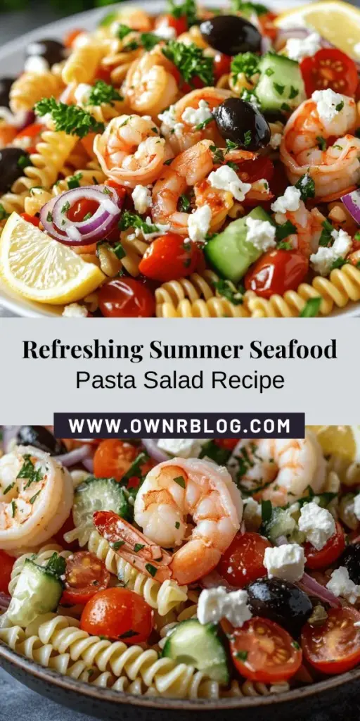 Elevate your summer meals with this Coastal Delight Seafood Pasta Salad! Bursting with the flavors of shrimp, scallops, and fresh veggies, this vibrant dish is perfect for BBQs, picnics, or any sunny gathering. Enjoy the health benefits of seafood packed with protein and omega-3s, all while satisfying your palate. Customize with your favorite ingredients for a uniquely delicious salad that's as visually appealing as it is tasty! #SeafoodSalad #SummerEating #HealthyRecipes #PastaSalad #Refreshingsummer #EasyRecipes