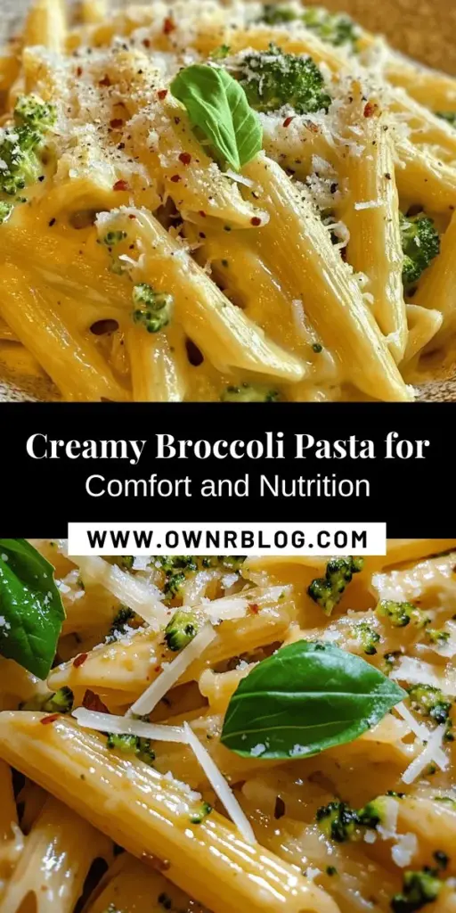 Indulge in the creamy goodness of broccoli pasta, a delightful blend of comfort and nutrition perfect for busy evenings. This dish is not only easy to prepare but also customizable to suit any dietary preference. Packed with vitamins and minerals, broccoli enhances the flavor while providing essential nutrients. Discover simple cooking tips and variations to make this a family favorite. Enjoy a warm bowl that satisfies both taste buds and health goals! #CreamyBroccoliPasta #HealthyEating #PastaRecipe #ComfortFood #WeeknightDinner #VegetarianCooking