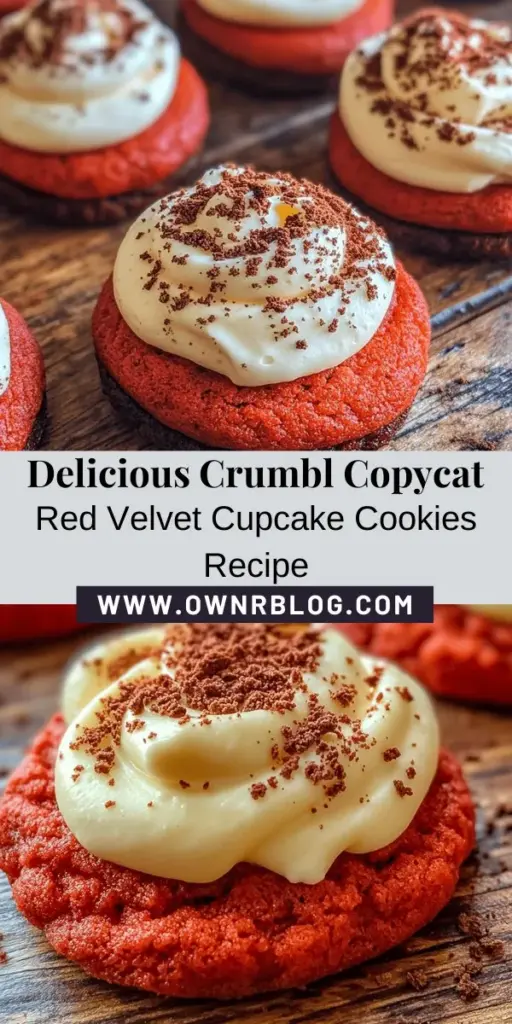 Indulge in the delightful Crumbl Copycat Red Velvet Cupcake Cookies that blend the rich flavors of red velvet cake with the ease of a cookie! These cookies offer a soft, cake-like texture topped with creamy cream cheese frosting, making them perfect for any occasion. Easy to make and visually appealing, they're sure to impress friends and family. Get ready to savor every bite! #RedVelvetCookies #BakingRecipes #CrumblCopycat #Desserts #SweetTreats #HomeBaking