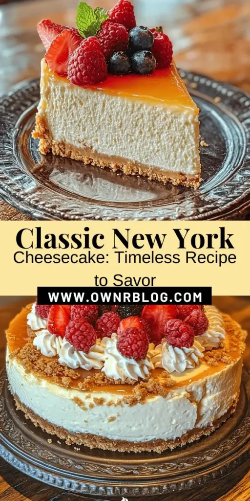 Discover the irresistible charm of classic New York cheesecake with this easy-to-follow recipe! Experience the creamy, dense, and rich flavor that has made this dessert a favorite for generations. From the graham cracker crust to the rich cream cheese filling, each step is designed to ensure a flawless and decadent cheesecake. Perfect for any gathering or just a sweet treat at home. Try it today and indulge in a sweet slice of tradition! #NewYorkCheesecake #DessertRecipes #Baking #CheesecakeLovers #ClassicDesserts