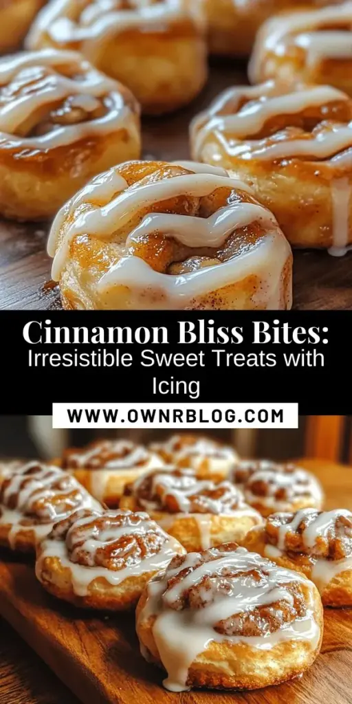 Indulge in the heavenly flavors of Cinnamon Bliss Bites! These bite-sized treats are an easy, comforting dessert that combines the warm essence of cinnamon with a sweet icing drizzle. Perfect for gatherings or a simple afternoon snack, they are a hit with both kids and adults alike. With simple ingredients and easy steps, you can create these delightful morsels that bring smiles all around. Try them today! #CinnamonBlissBites #Baking #SweetTreats #DessertIdeas #HomemadeGoodness