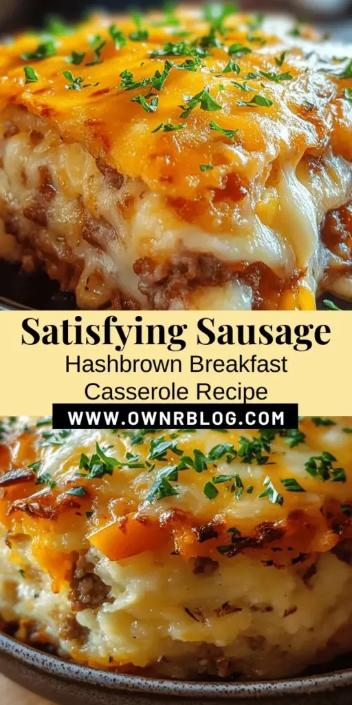 Start your day with a delicious Sausage Hashbrown Breakfast Casserole that combines savory sausage, crispy hashbrowns, and creamy eggs for a satisfying meal. Perfect for brunch gatherings or meal prep, this dish is easy to make and customize! With a delightful mix of flavors and textures, it’s a crowd-pleaser that appeals to everyone. Try this comforting recipe for your next breakfast occasion! #BreakfastCasserole #SausageHashbrown #BrunchIdeas #MealPrep #ComfortFood