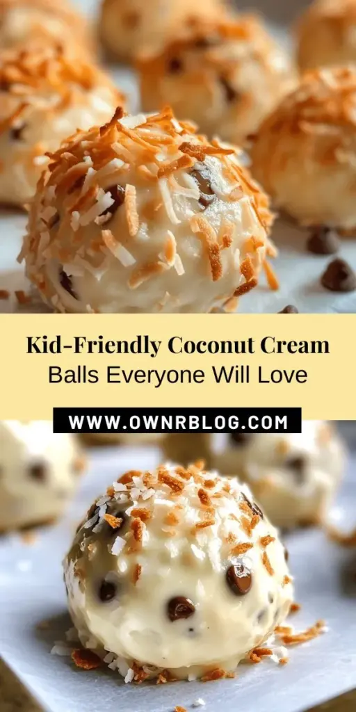 Looking for a fun kitchen activity with your kids? Try these Kid-Friendly No Bake Coconut Cream Balls! They’re easy to make with just a few ingredients like shredded coconut and sweetened condensed milk. Involve your little ones in mixing, rolling, and coating, creating delicious memories together. Perfect for parties or snacks, these tropical bites blend flavor and nutrition. Enjoy the sweet moments! #NoBake #KidFriendly #CoconutCreamBalls #FamilyCooking #HealthyTreats #EasyRecipes