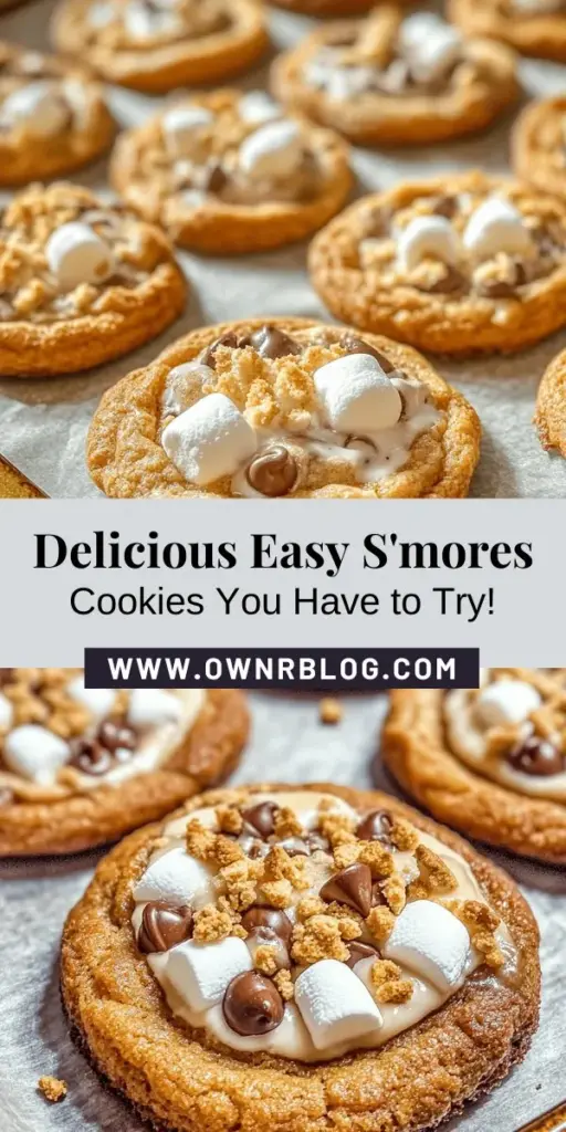 Experience the delicious twist on a classic treat with Easy S'mores Cookies! Capture the nostalgic flavors of graham crackers, chocolate, and gooey marshmallows in every chewy bite. Perfect for any occasion, these cookies are quick to make and sure to delight. Whether for a family gathering or a cozy night in, you'll love this fun and convenient dessert. Bake up some memories today! #S'moresCookies #Baking #Dessert #Cookies #Nostalgia #EasyRecipes