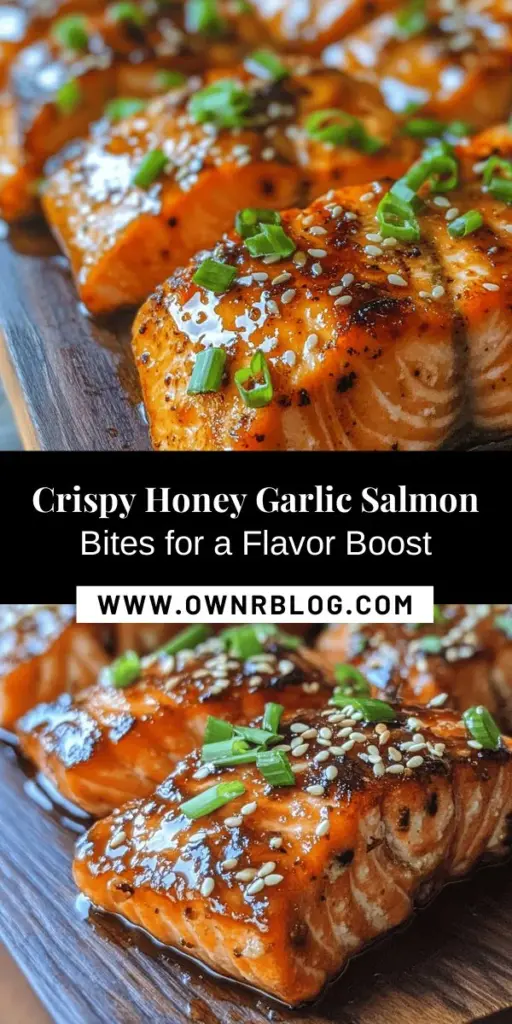 Indulge in the delightful flavors of Crispy Honey Garlic Salmon Bites! This easy recipe combines the rich taste of fresh salmon with sweet honey, garlic, and ginger for a crowd-pleasing dish perfect for any occasion. Enjoy tender salmon bites coated in a crispy exterior, making them irresistible. Discover the nutritional benefits of salmon, tips for selection, and step-by-step cooking instructions. Elevate your meals today! #SalmonBites #HealthyEating #DinnerIdeas #SeafoodRecipes #HomeCooking