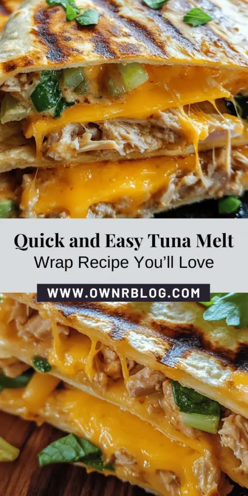 Discover the delicious Tuna Melt Wrap Delight, a quick and nutritious meal perfect for any time of day! This versatile dish features tuna, creamy mayo, and melted cheese all wrapped in a soft tortilla, making it easily customizable for different diets. Packed with protein and healthy fats, it’s both hearty and satisfying. Elevate your lunch game with this tasty recipe! #TunaMeltWrap #QuickMeals #HealthyEating #RecipeIdeas #MealPrep #NutritiousEating