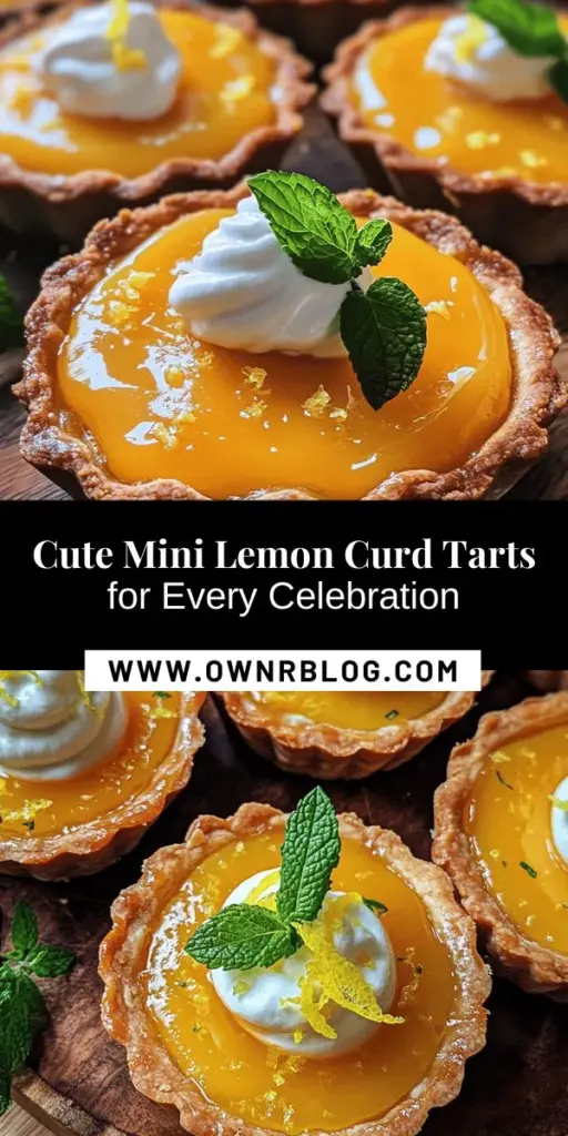 Discover the joy of making cute mini lemon curd tarts with this delightful recipe! Perfect for any occasion, these tarts feature a buttery, crumbly shell filled with smooth and tangy lemon curd. Brighten up your gatherings and impress your guests with their vibrant flavor and stunning presentation. Get step-by-step instructions to craft these irresistible treats from scratch. Satisfy your sweet tooth today! #MiniTarts #LemonCurd #DessertRecipes #BakingJoy #SweetTreats #FoodieFun