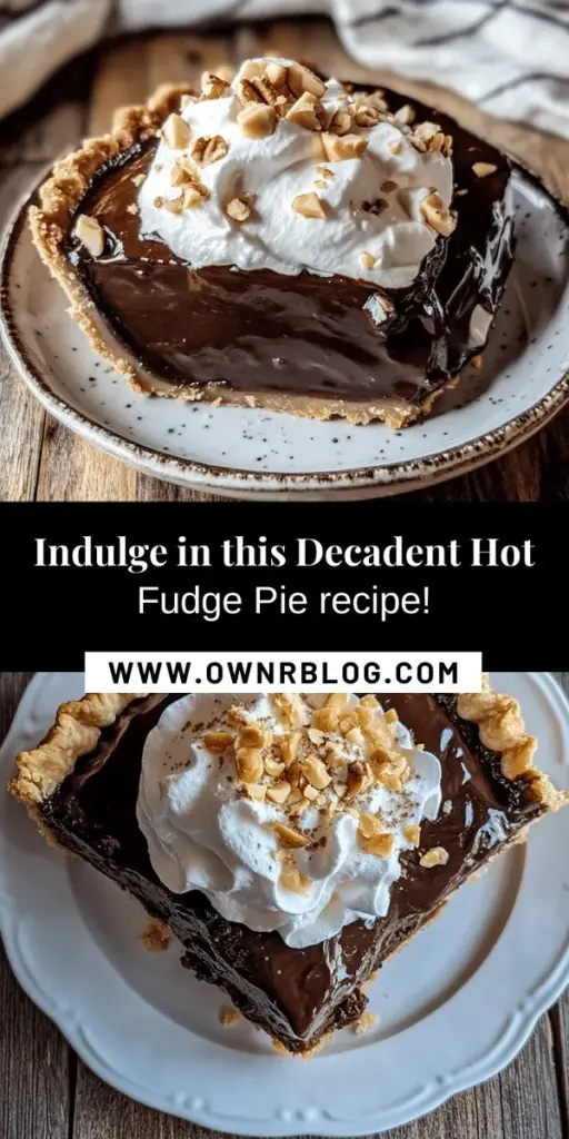 Indulge in the ultimate chocolate experience with this Decadent Hot Fudge Pie! This warm, gooey dessert features a rich fudge filling inside a soft cake-like crust, perfect for satisfying your sweet cravings. Easy to make and even easier to devour, serve it warm with whipped cream or ice cream for the perfect treat. Explore the harmonious blend of flavors and textures in this chocolate lover's dream! #ChocolateDessert #HotFudgePie #DessertRecipe #BakingFun #SweetTreats #Indulgence