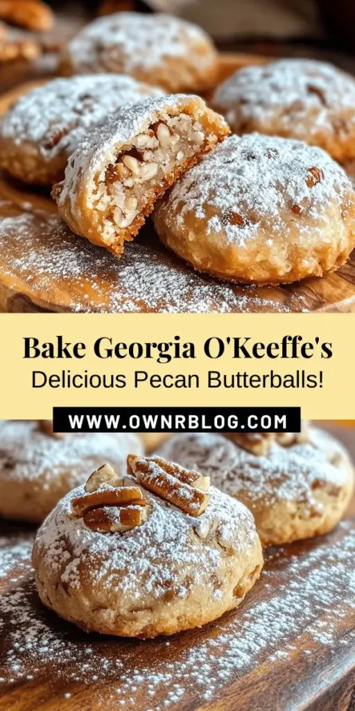 Indulge in the artistic embrace of Georgia O'Keeffe's Pecan Butterballs, a delightful blend of buttery richness and earthy pecans. This classic Southern treat is perfect for family gatherings or cozy afternoons with tea. Discover how to create these melt-in-your-mouth cookies that celebrate both tradition and creativity. Experience the joy of baking while savoring the comforting flavors that evoke nostalgia. #GeorgiaOKeeffe #PecanButterballs #BakingTogether #SouthernCuisine