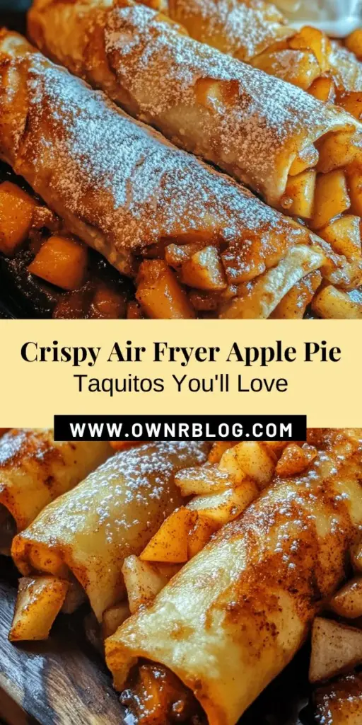 Discover the delicious fusion of classic apple pie flavors and modern cooking with Air Fryer Apple Pie Taquitos! This innovative dessert features a crispy exterior encapsulating a warm, spiced apple filling, perfect for snacking or gatherings. Enjoy a guilt-free treat made healthier in an air fryer, cutting down on fat while maximizing flavor. Follow our easy recipe for a delightful twist on a timeless favorite! #AirFryerRecipes #ApplePie #Dessert #HealthyEating #Taquitos #ComfortFood #Foodie