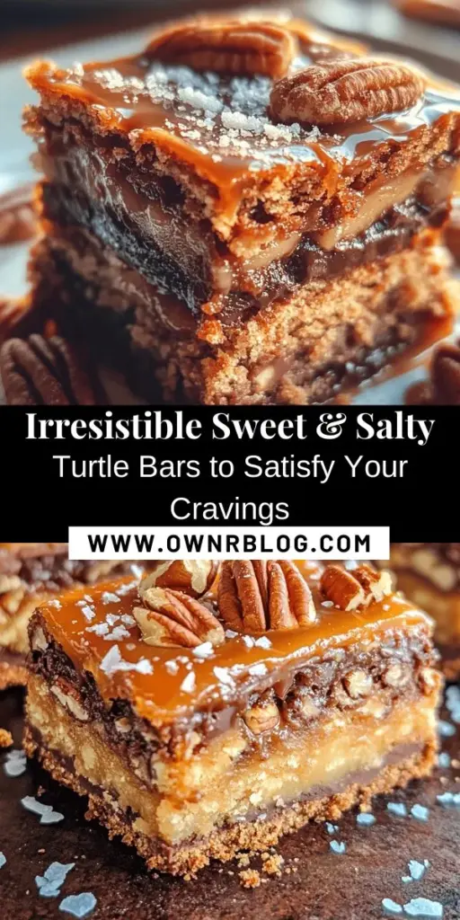 Indulge in the irresistible blend of flavors with these Sweet & Salty Turtle Bars! This easy recipe combines a crunchy graham cracker crust, creamy chocolate, gooey caramel, and crunchy pecans, all topped with a sprinkle of sea salt. Perfect for any occasion, these bars are sure to impress family and friends. Treat yourself to a delightful dessert that’s both simple to make and absolutely delicious. #DessertRecipes #SweetAndSalty #TurtleBars #BakingJoy #TreatYourself