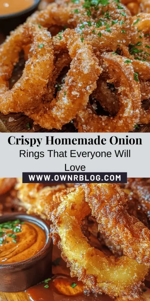 Indulge in the ultimate crispy fried onion rings with this easy homemade recipe! Experience the magic of fresh ingredients and a perfectly seasoned batter that yields a crunchy delight. From the satisfying sizzle of frying to the sweet aroma filling your kitchen, these onion rings are sure to impress. Customize them with your favorite spices and dipping sauces for a snack that’s truly your own. Perfect for parties or as a side dish! #OnionRings #HomemadeSnacks #FriedFood #CrispyGoodness #CookingAtHome